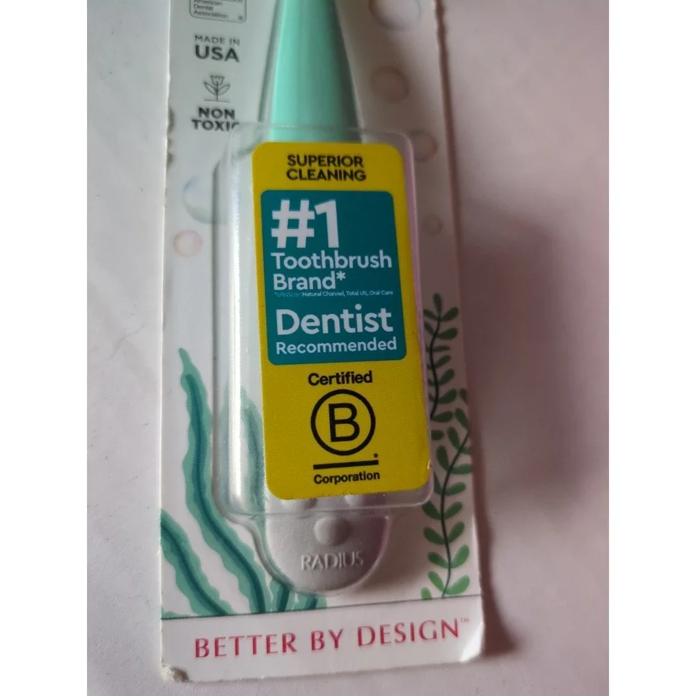 Radius Totz Plus Kids Toothbrush Teal 3 Years+ Extra Soft Made in USA